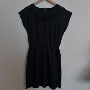 J.Crew Black Linen Embroidered Dress Size 4